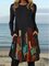 Vintage Long Sleeve Crew Neck Dresses