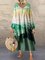 Landscape Print Button Patchwork Long Sleeve Maxi Dress