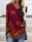 V Neck Long Sleeve Printed Shirts & Tops