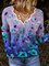 New Women Fashion Plus Size Casual Floral Vintage Long Sleeve V Neck Shirts Tops