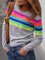 Vintage Multicolor Striped Plus Size Crew Neck Long Sleeve Casual Tops