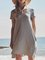 Striped Button Back Cotton-Blend Round Neck Dress