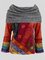 Color Block Casual Round Neckline Long Sleeve Blouses