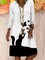 Print V-neck Long Sleeve Plus Size Casual Dress for Women