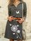 Casual Floral V-Neckline Knee-Length Shift Dress