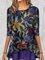 Floral Casual Round Neckline Long Sleeve Blouses