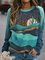 Green cactus Print Casual Vintage Long Sleeve Sweatshirt