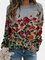 Calico Printed Long Sleeve O-neck Sweatshirt For Women