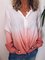 Ombre/tie-Dye Cotton-Blend Long Sleeve Shirts & Tops