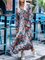 Boho Vintage Floral-print V-neck Loose Long Sleeve Dresses