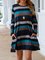 Stripes Casual Crew Neck Long Sleeve Mini Dress