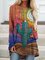 Cotton-Blend Printed Long Sleeve Shirts & Tops