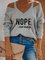 Casual Cotton-Blend Letter Cold Shoulder Shirts & Tops