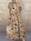 Vintage Calico Print O-neck Short Sleeve Maxi Dress