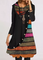 Casual Color Block Tunic Draped Neckline Shift Dress