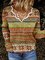 Striped V Neck Vintage Sweater