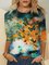 Crew Neck Casual Butterfly Shirts & Tops