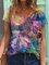 Floral-Print Short Sleeve V Neck Shirts & Tops