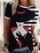 Printed Short Sleeve Abstract Round Neck Shirts & Tops