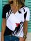 V Neck Vintage Cotton-Blend Short Sleeve Shirts & Tops