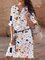 3/4 Sleeve Cotton-Blend Casual V Neck Dresses