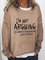 Casual plus size letter T-shirt Printed Long Sleeve Shift Shirts & Tops
