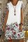 Paneled Floral Print Holiday V-neck Short Sleeves A-line Mini Dress