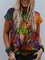 Plants Floral Printed Crew Neck Casual T-Shirts