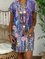 V Neck Short Sleeve Vintage Printed Dresses