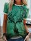 Plus Size Cotton-Blend Crew Neck Animal Short Sleeve Shirts & Tops