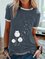 Short Sleeve Dandelion Cat Print Graphic Crew Neck Shirts & Tops