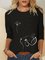 Cat Flower Print O-neck Long Sleeves Casual T-shirt For Women