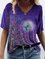 V Neck Casual Bird Floral Print T-Shirts