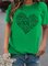 Letter Short Sleeve Cotton-Blend Round Neck Shirts & Tops