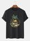 Cotton-Blend Crew Neck Coconut Tree Men's Fashion Print Tee