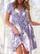 Casual Floral-Print V-Neck Short Sleeve Dresses