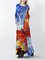 Retro abstract character landscape print dress 3/4 Sleeve Vintage Shift Dresses