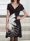 Floral print small A skirt Printed Short Sleeve Vintage A-Line Dresses
