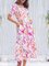 Cotton-Blend Short Sleeve Floral Boho Dresses