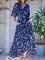 V Neck Floral-Print Short Sleeve Dresses