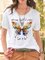 Short Sleeve Crew Neck Butterfly Printed Shirts & Tops