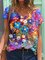 Colorful Flower Painting Print T-shirt