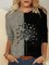 Floral Dandelions Print Contrast Color Casual T-Shirt