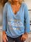 Shift Cotton-Blend Long Sleeve Letter Shirts & Tops