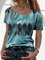 New Women Casual Geometric Short Sleeve Shirts & Tops