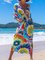 Cotton-Blend Casual Short Sleeve Splash Caftan Maxi Dress