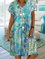Casual Floral Tunic V-Neckline A-line Dress