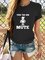 You are silent letter print basic T-shirt Shift Casual Color-Block Letter Shirts & Tops
