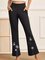 Casual Bootcut Pockets High Waist Cotton Blends Pants
