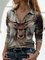 V Neck Long Sleeve Cotton Shirts & Tops